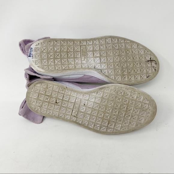 PUMA Women’s BASKET SUEDE BOW Sneakers White Patent Winsome Orchid Lavender - Picture 11 of 11
